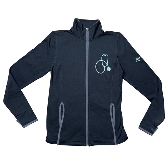 Sport-Tek Jackets & Blazers - Artery Ink Sport-Tek Ladies Nurse Stethoscope Graphic Full Zip Jacket Black Sz S